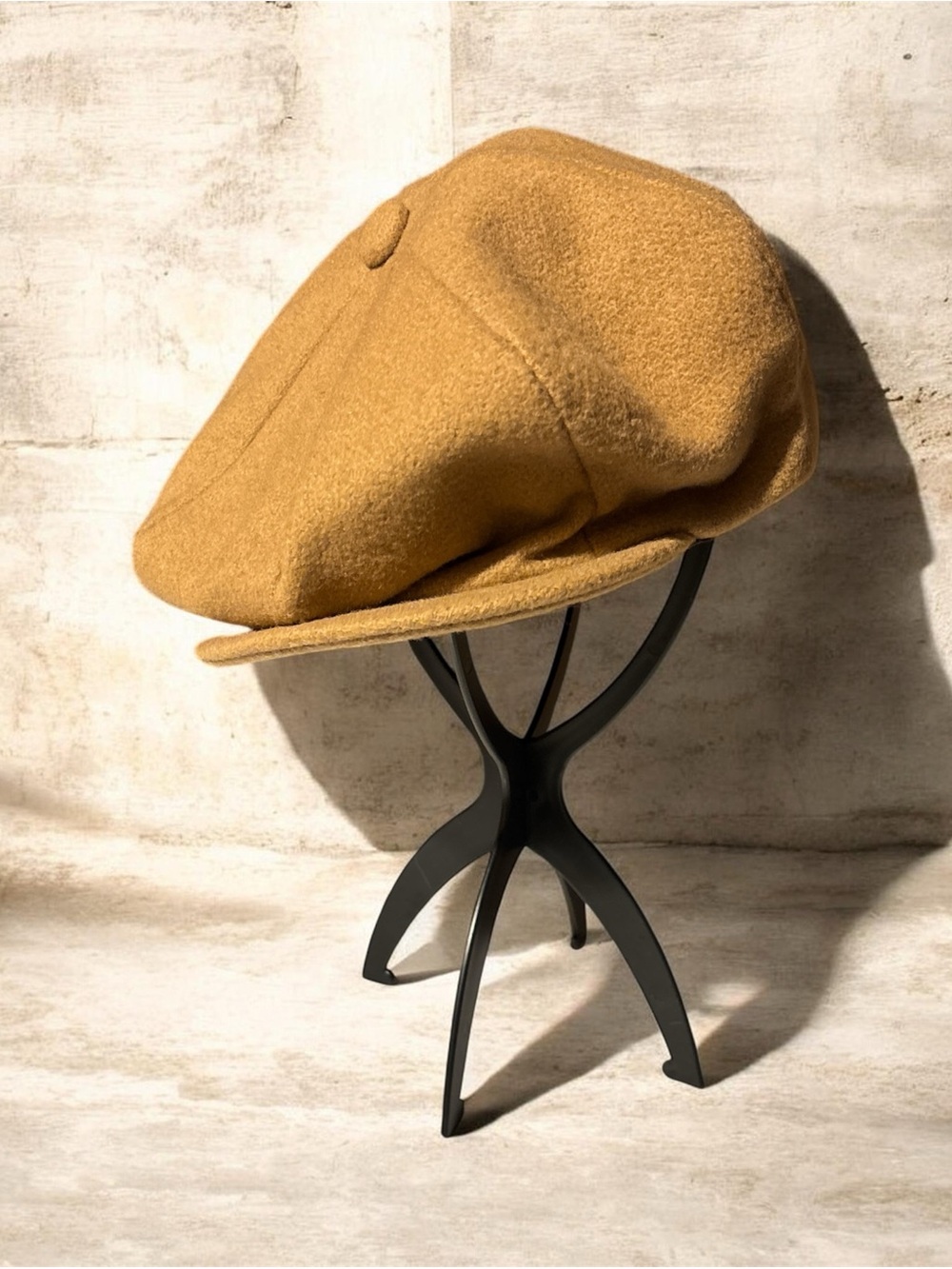 Wool Newsboy Cap in Mustard